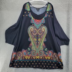 Soft Focus Dress Womens Size 3X Printed Layered Look